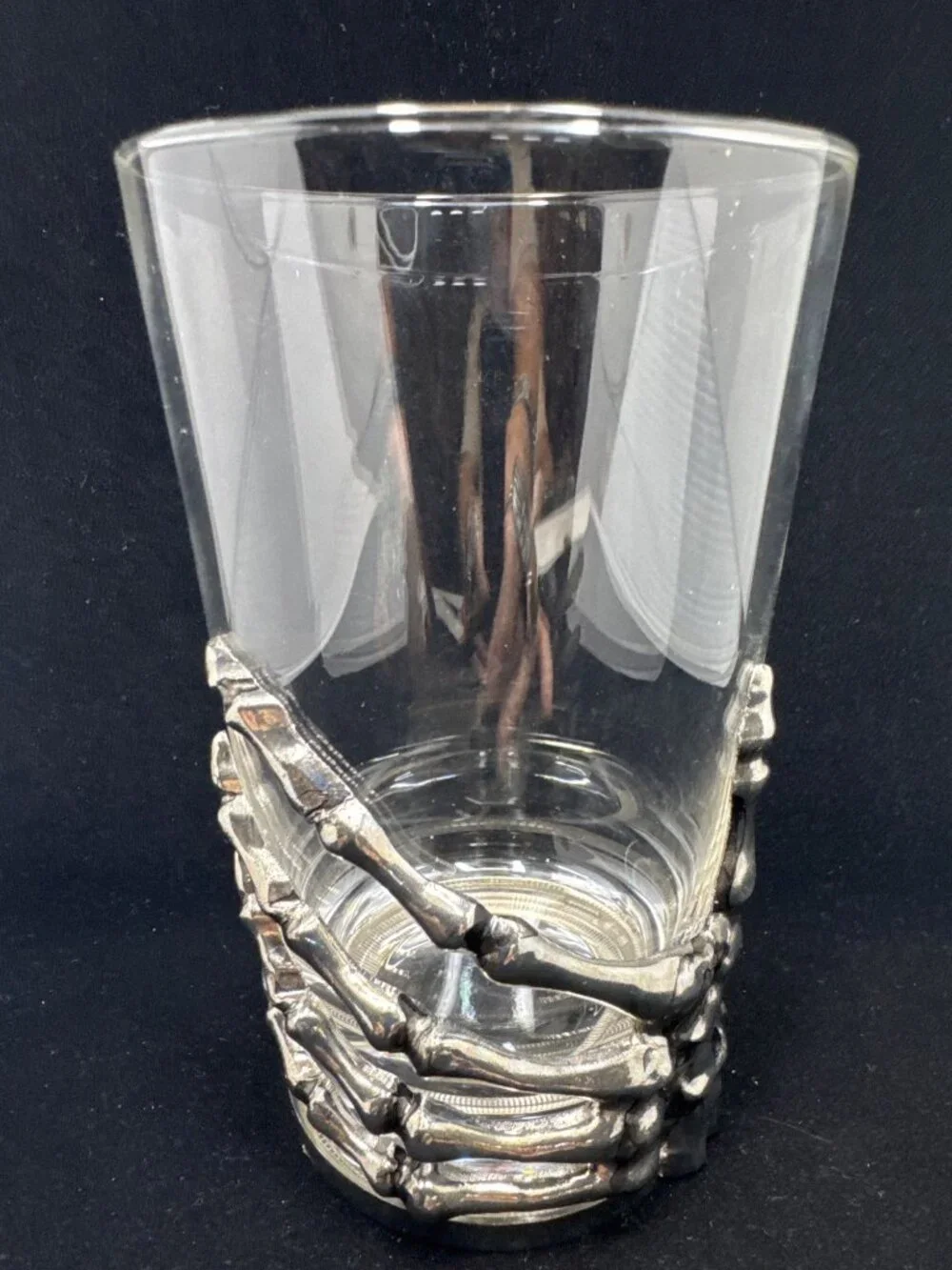 Halloween Skeleton Drinking Glass Tumbler Old Fashioned Metal Bones